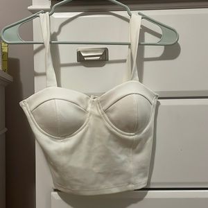 white crop fitting top